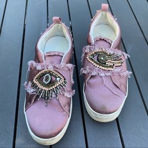 Sam Edelman Levine Purple Evil Eye Sequin Sneakers Size 7